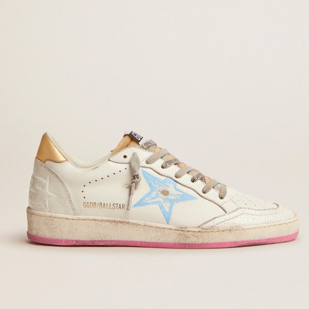 Ball Star sneakers with gold laminated leather heel tab and foam rubber tongue